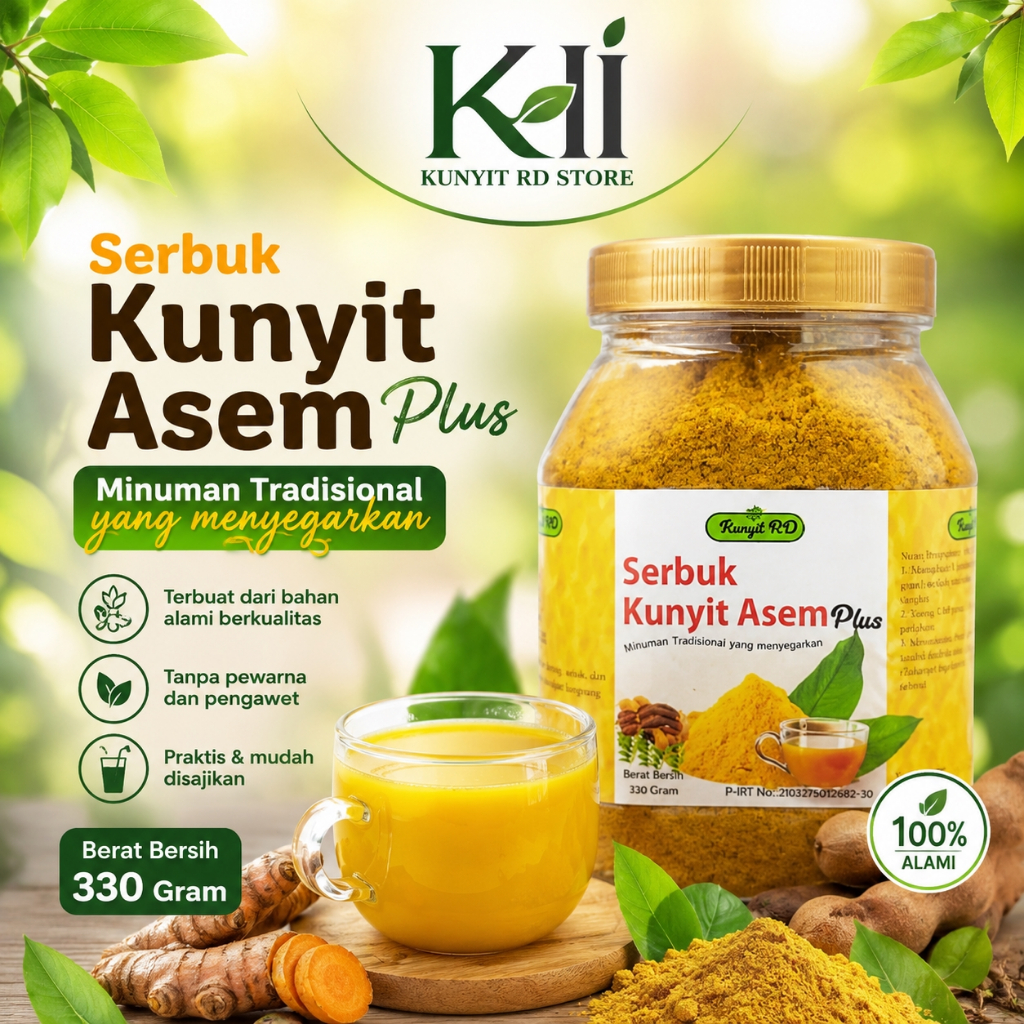 Serbuk Kunyit Asam RD 330 Gram | Kunir Asem/ Kunyit Asem / Kunyit Asem Bubuk