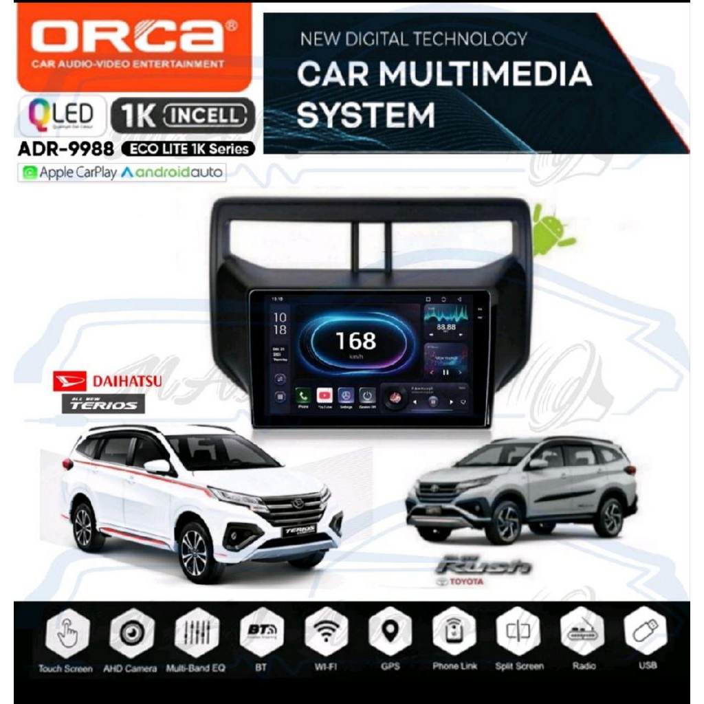 HEAD UNIT TAPE MOBIL ANDROID MERK ORCA/DHD/SKELETON UNTUK TOYOTA ALL NEW RUSH DAIHATSU TERIOS 2018-N
