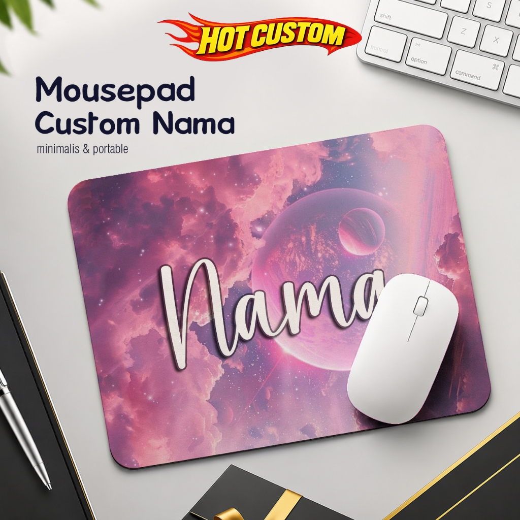 Mousepad Custom Nama Tulisan Mouse Pad Laptop - Roselune Bag