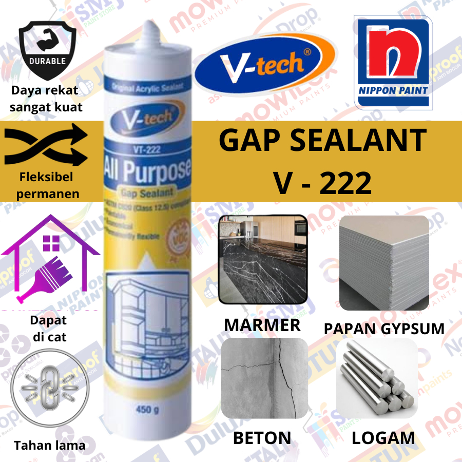 SEALANAT SELLEYS V-TECH VT 222 -ACRYLIC SEALANT 450GRAM- Lem Kaca sealent Silicone