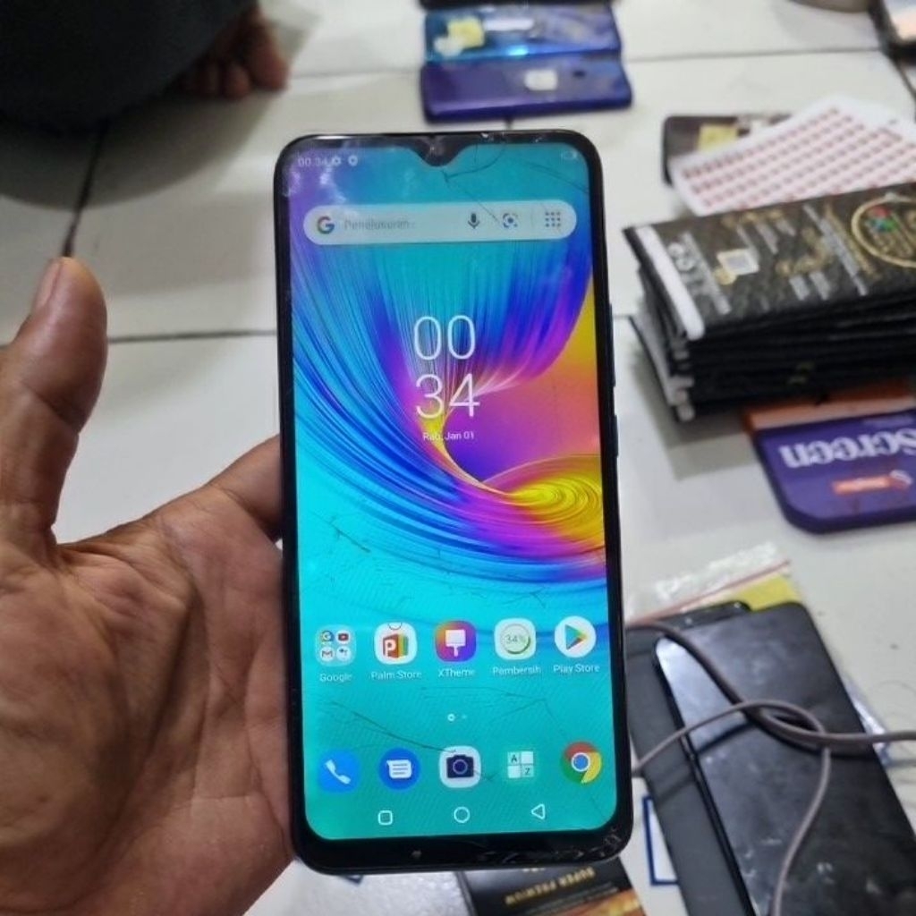 infinix hot 9 play minus retak kaca lcd,baca deskripsi