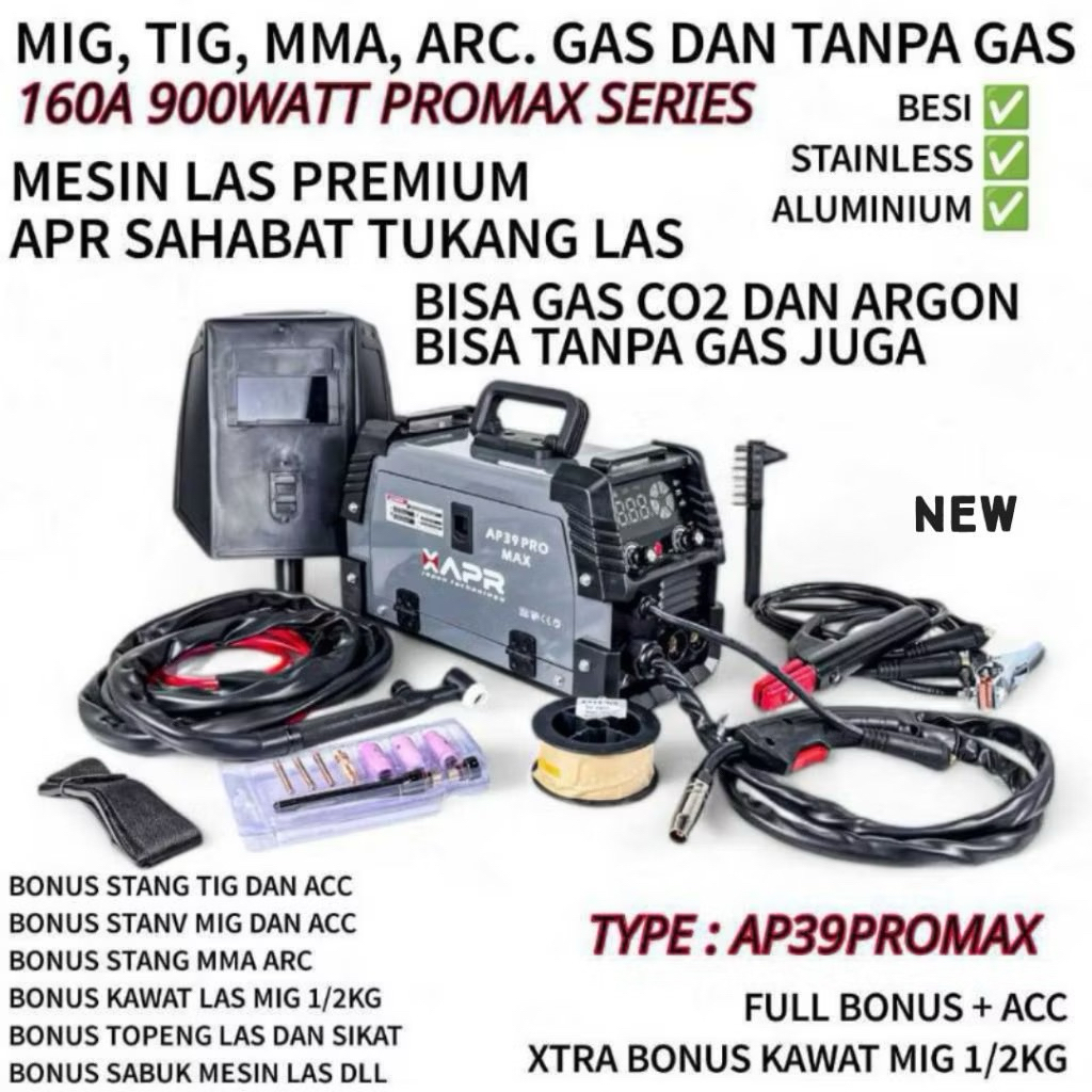 MESIN LAS APR AP39promax las mig tic mma merek ap39promax bonus stang mig tig garansi 5 tahun