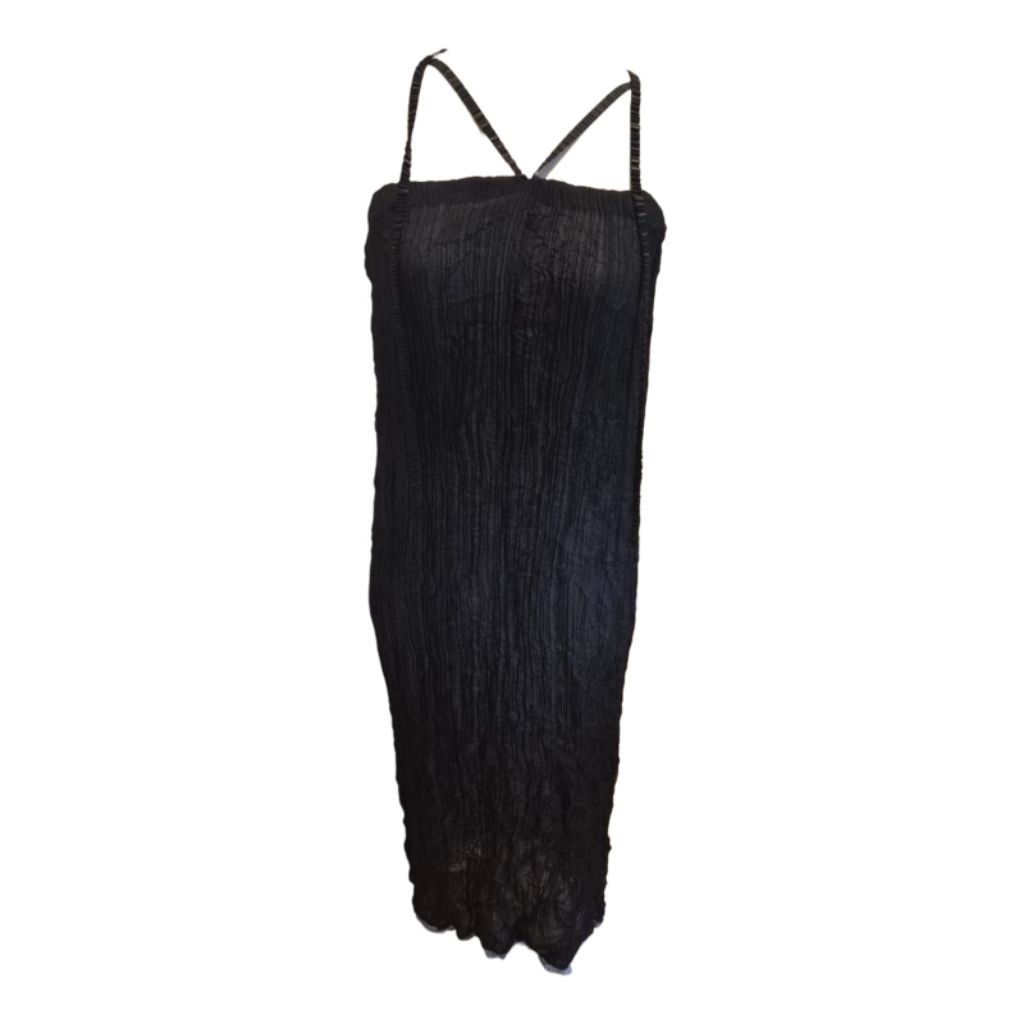 issey miyake tied-neck strap pleated dress