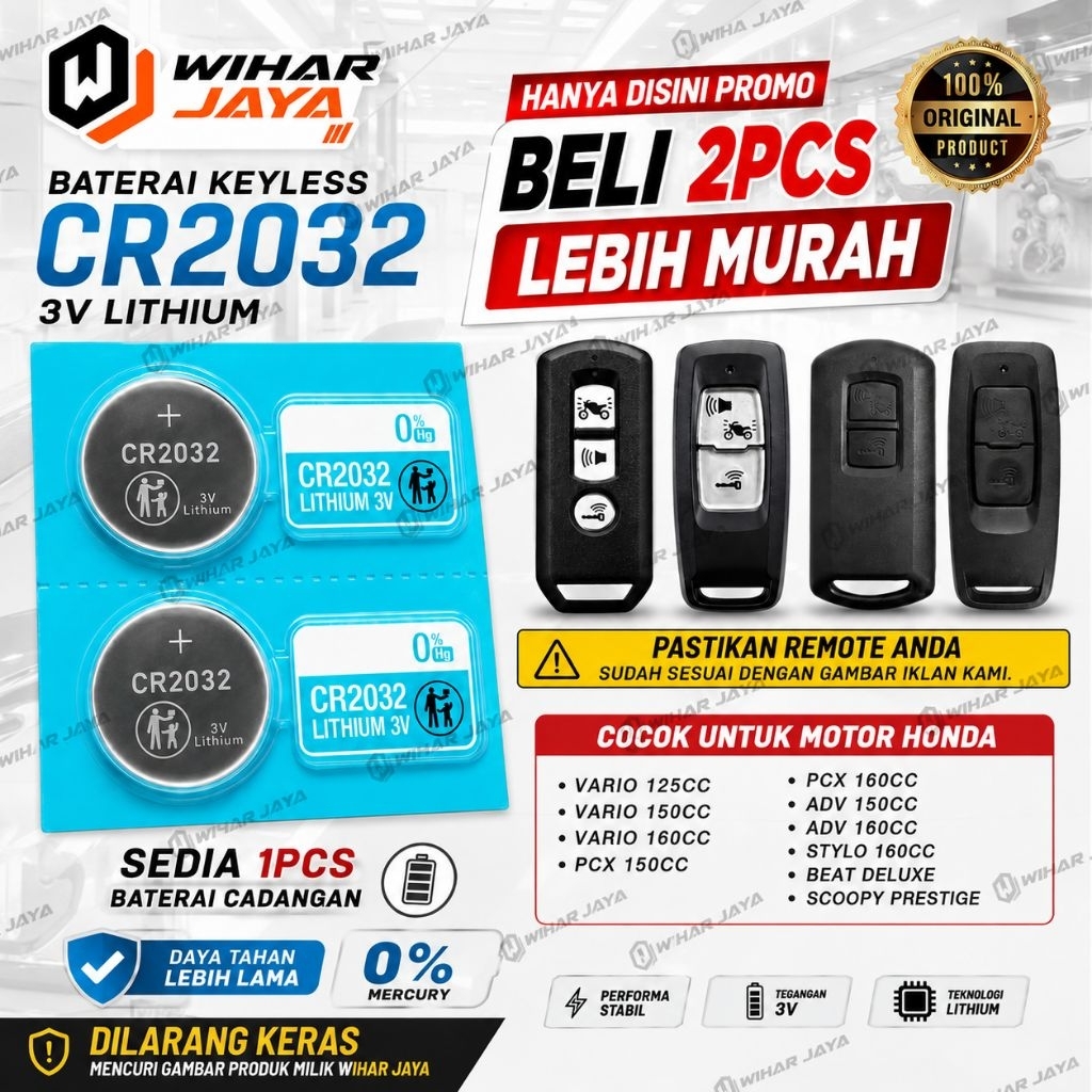 Baterai Remote Motor PCX 150 160 VARIO 150 160 Batre Remote Kayless ADV 150 160 NEW VARIO 125 SCOOPY