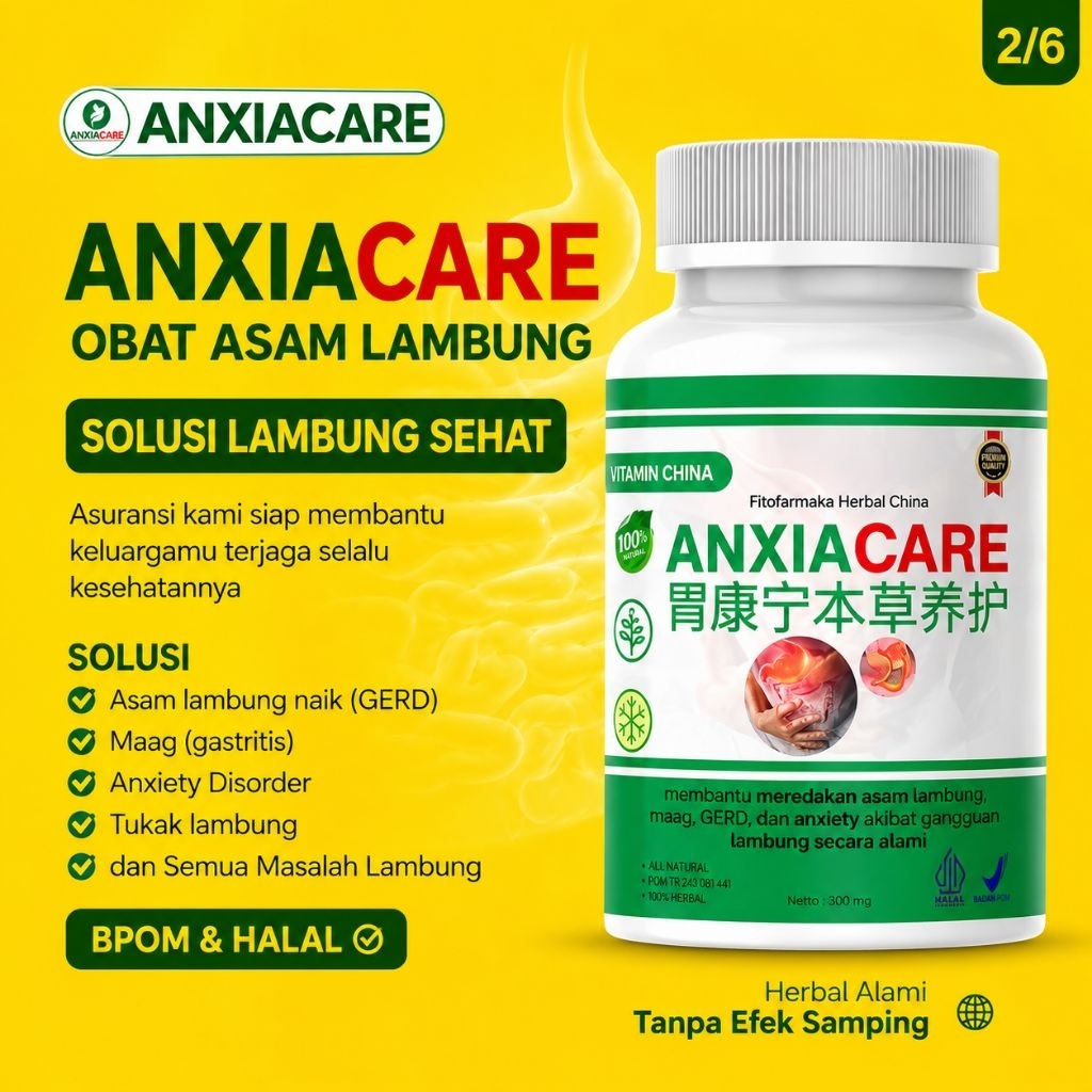 Terbaru AnxiaCare - Obat Asam Lambung Kronis Herbal Vitamin Cina Pereda Gerd Maag Anxiety Dyspepsia 