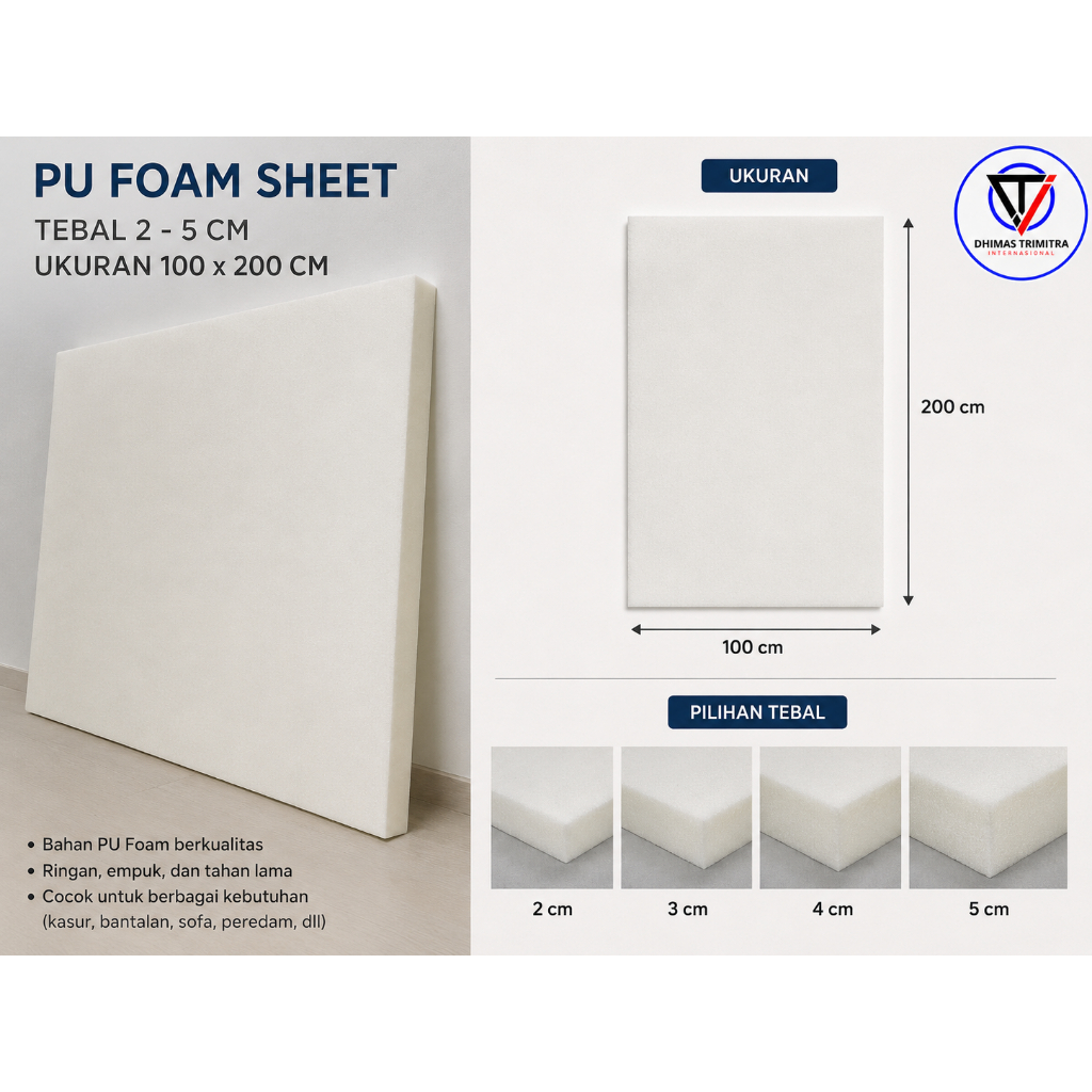 PU Foam Sheet Tebal 2-5mm Ukuran 100x200 Cm