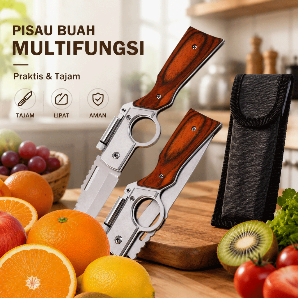 Pisau lipat berbentuk senapan AK47 dengan lampu LED.