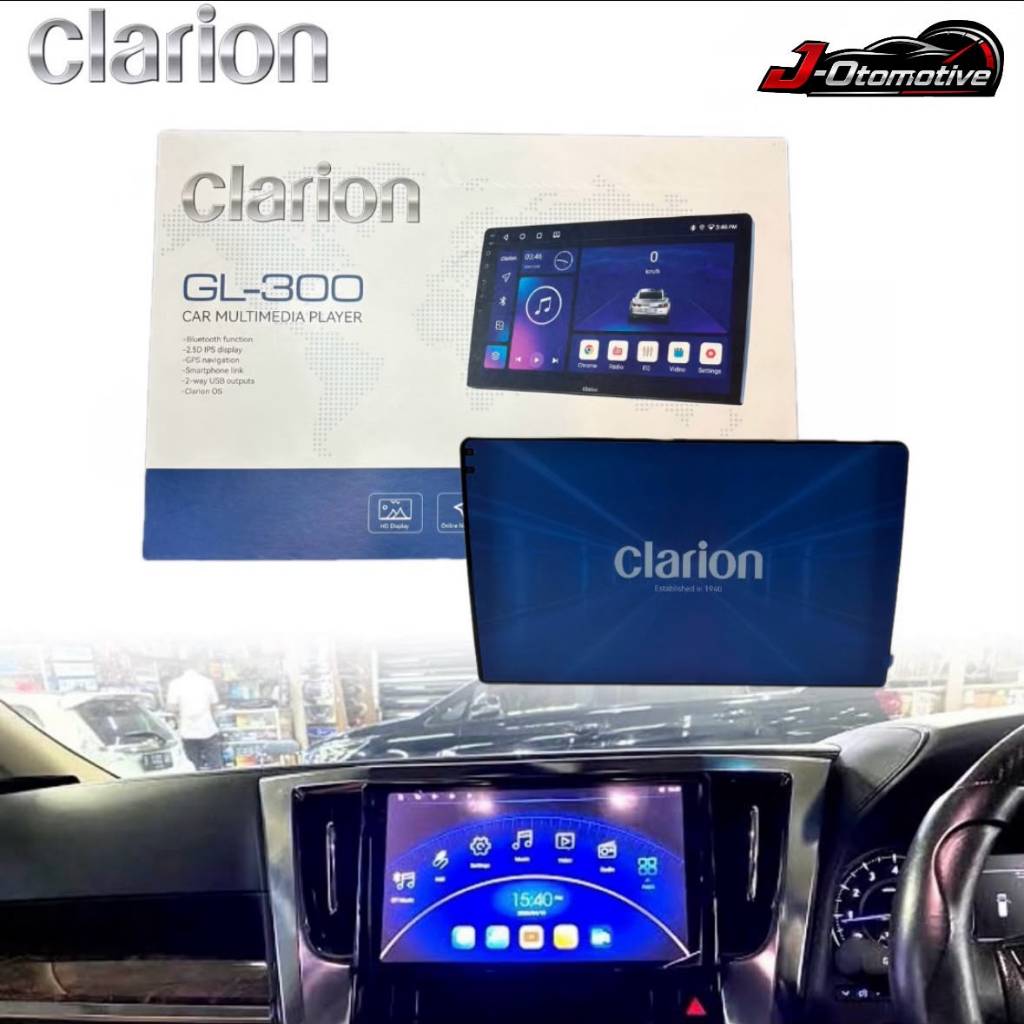 Clarion GL 300 - Car Head Unit Android Clarion Ram 2/64 GB 9 Inch Layar Original+Camera Mundur