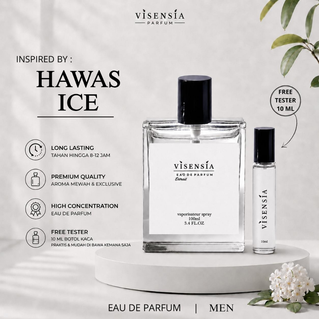 Visensia V207 > Hawas Ice – Parfum Pria Fresh, Fruity & Aromatic | Extrait de Parfum