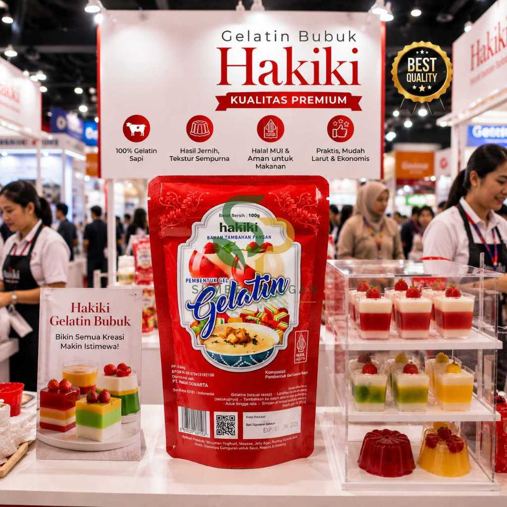 Gelatin Bubuk Hakiki Pengental Adonan Kue Puding Jelly Halal MUI Pack 100gr