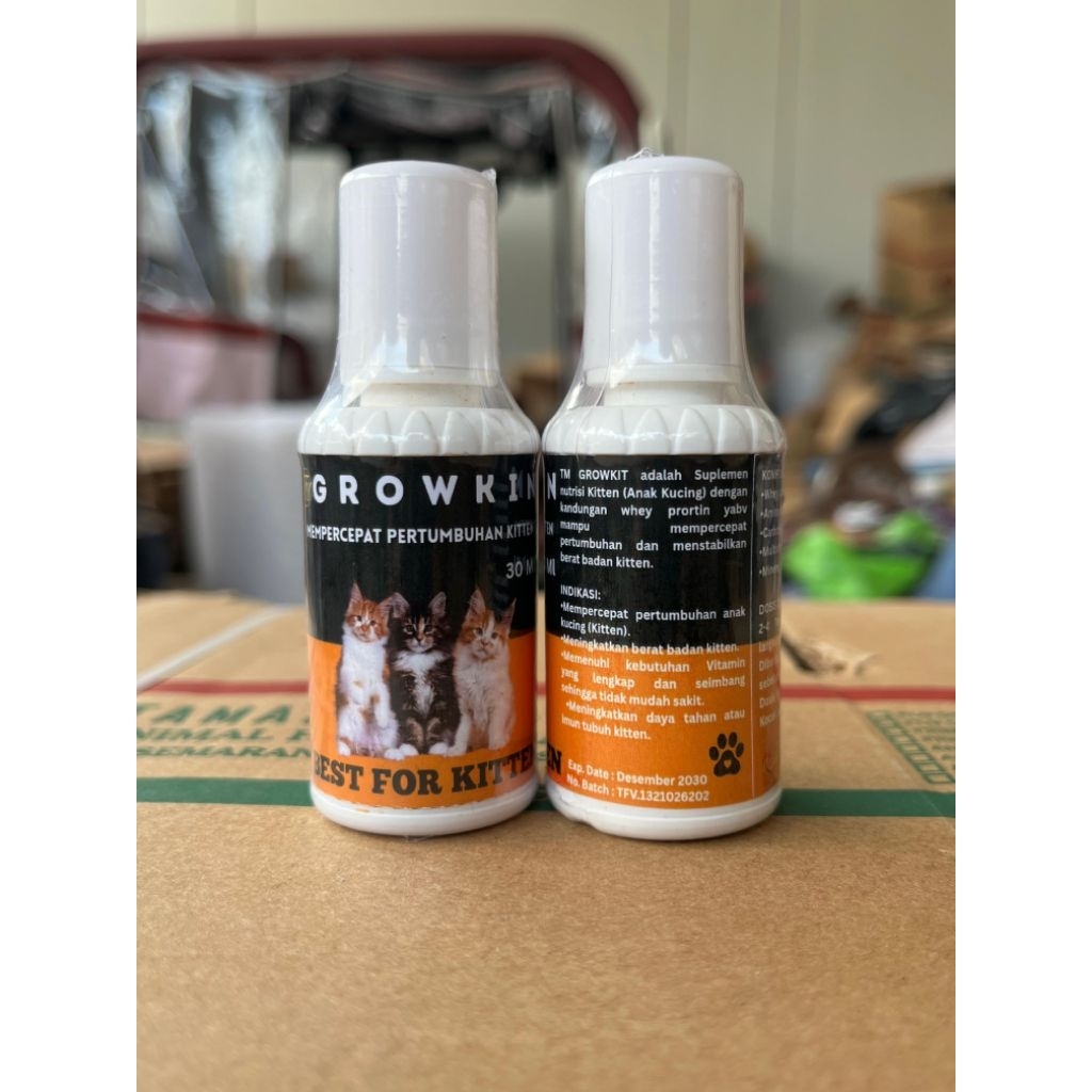 TM Growkin kemasan baru Grokit 30 ml vitamin pertumbuhan anak kucing kitten