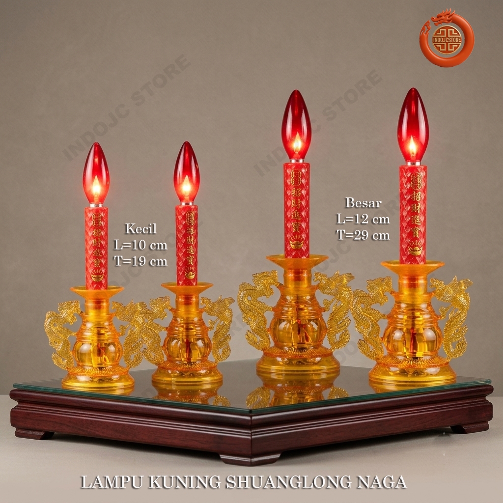 Lampu meja altar sembahyang LED model naga shuang long