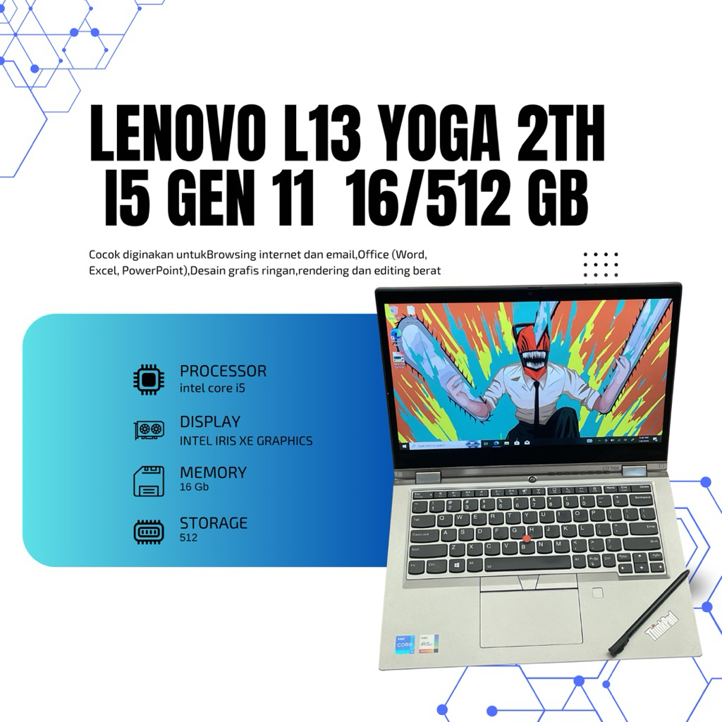 LENOVO THINKPAD L13 YOGA I5 GEN 11 RAM 16 GB || SSD 512 GB