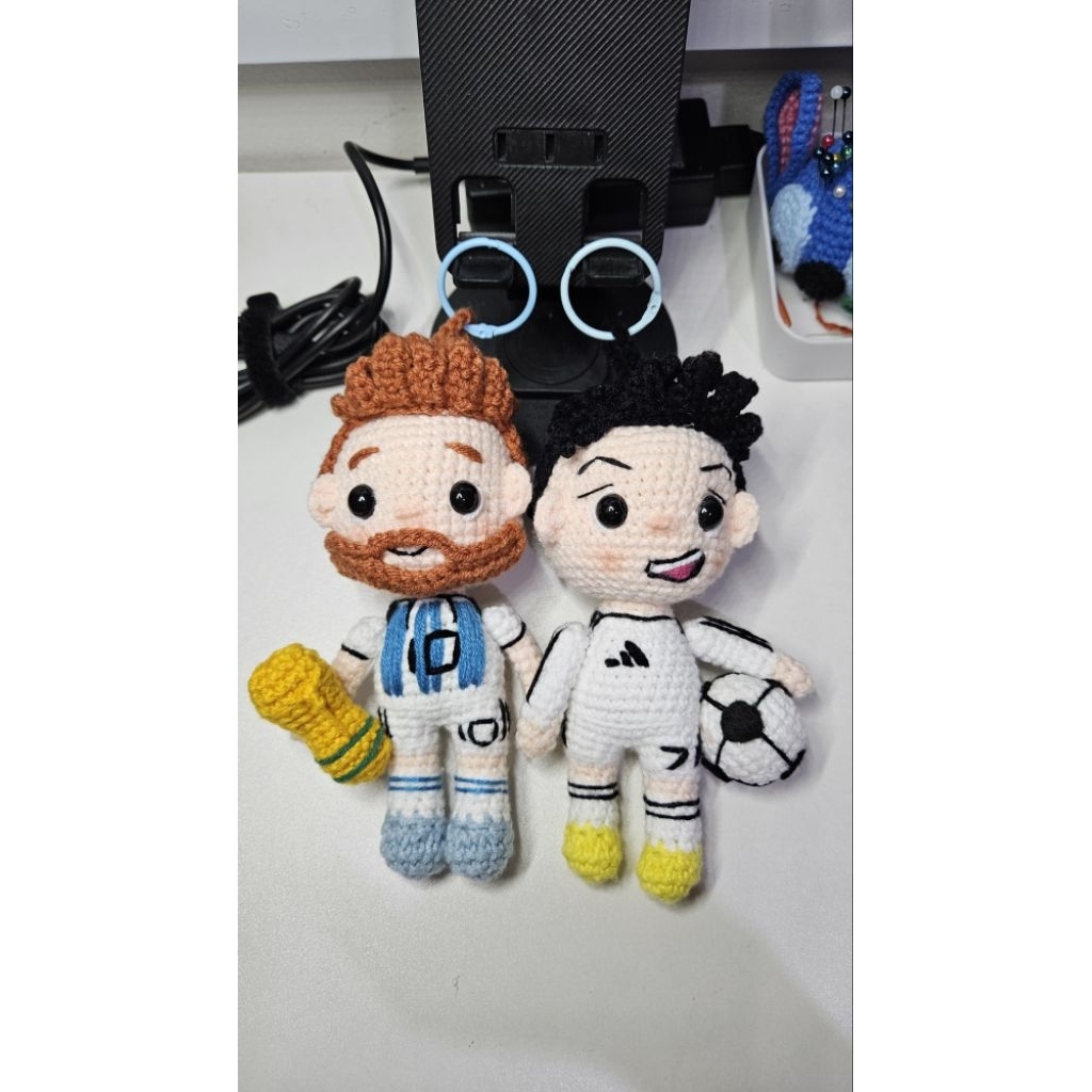 amigurumi keychain boneka handmade Lionel Messi Christiano Ronaldo crochet