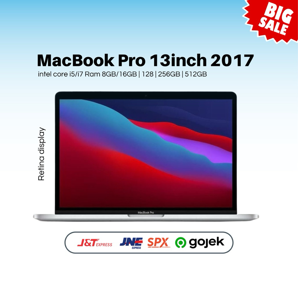MacBook pro 13inch Tahun 2017 processor intel i5/i7 8GB/16GB/256/512GB