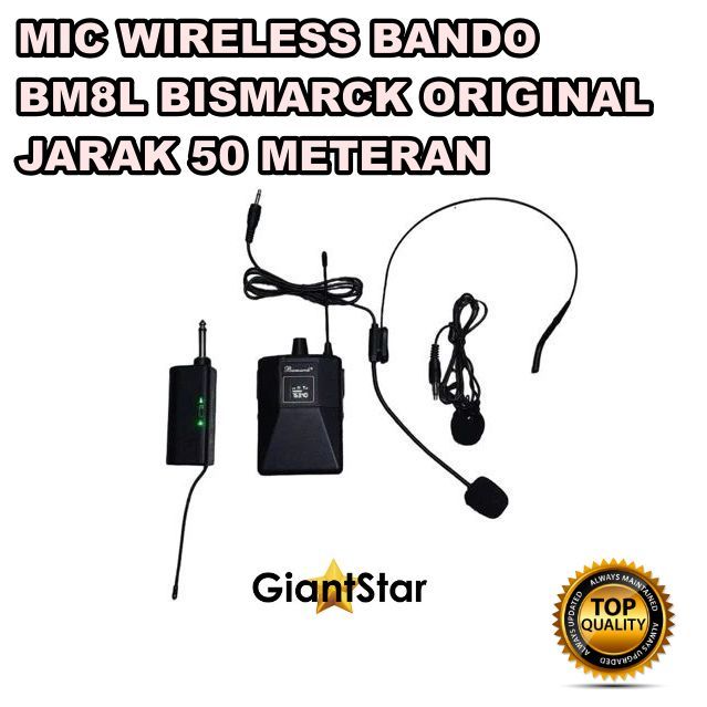 MIC WIRELESS BANDO CLIP ON MIKROFON BM8L BISMARCK JARAK 50 METER RESMI INDONESIA
