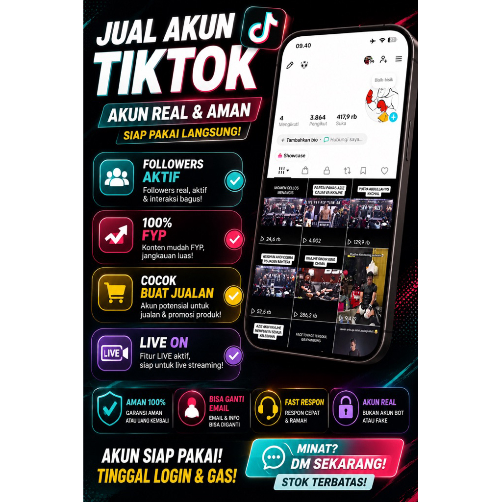 AKUN TIKTOK 3K FOLLOWERS AKTIF FYP