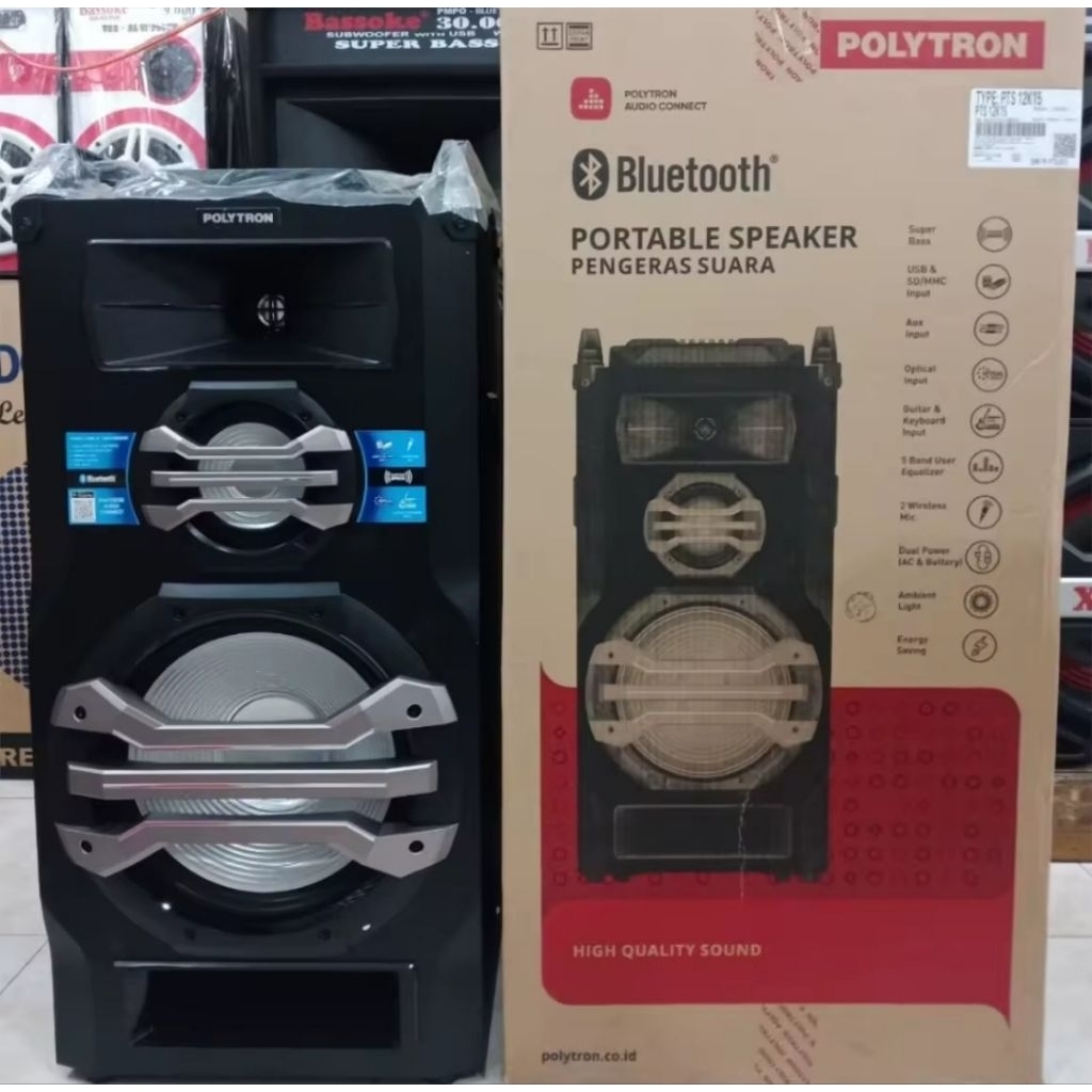 PROMO SPESIAL POLYTRON Speaker Portable PTS-12K15 Bluetooth Free 2 Mic Wireless