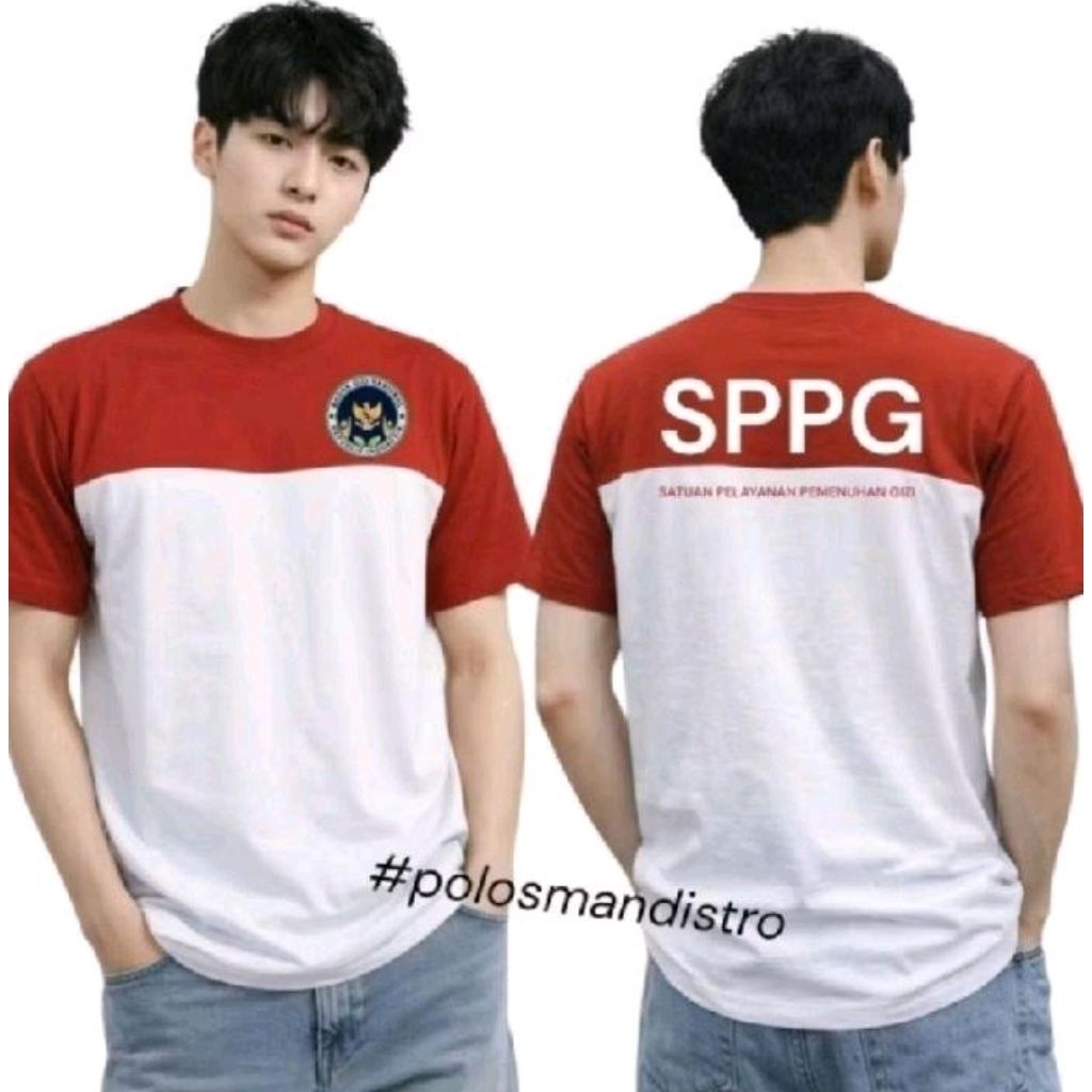 KAOS MERAHPUTIH MBG SPPG SATUAN PELAYANAN PEMENUHAN GIZI BAJU SERAGAM MBG