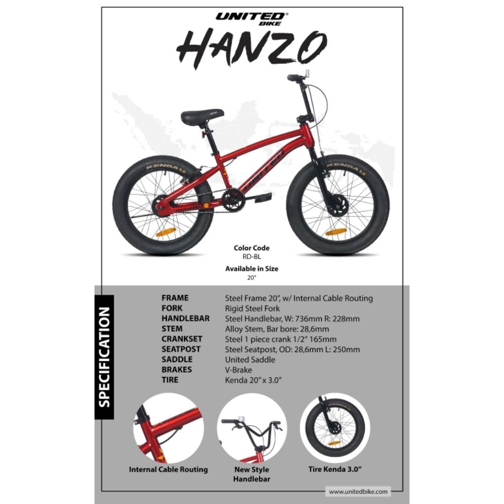 SEPEDA BMX HANZO 20 INCH UNITED