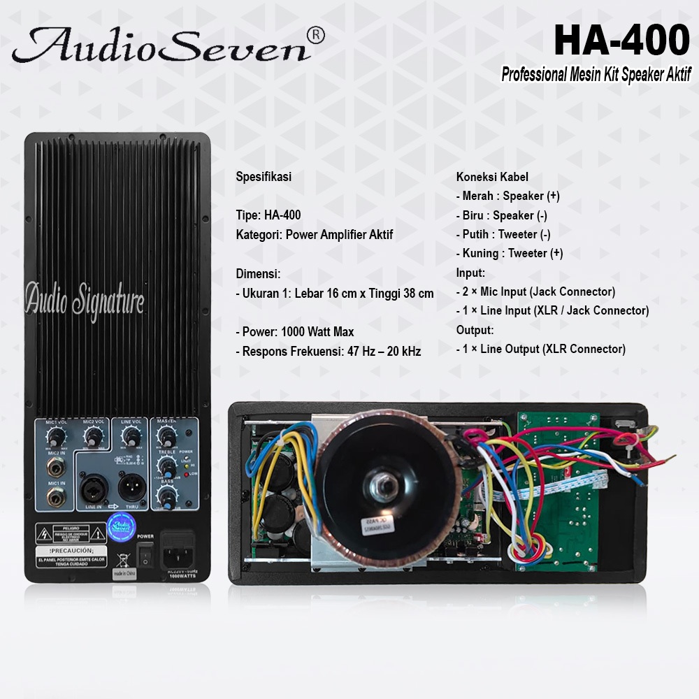 Mesin Speaker Power Kit Aktif AUDIO SEVEN HA400 | HA 400 Original Import Model Huper