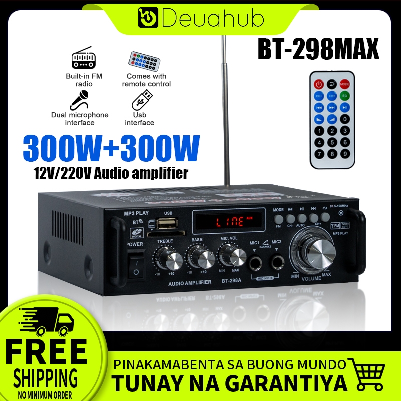Amplifier BT-298A Bluetooth EQ Audio Power Amplifier Karaoke Home Theater FM Radio 600W Deuahub ampl