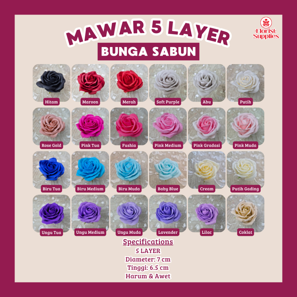 RESTOCK Bunga Sabun Mawar 5 Layer Mawar Premium Rose Soap Flower Bouquet Buket Bunga Sabun Box