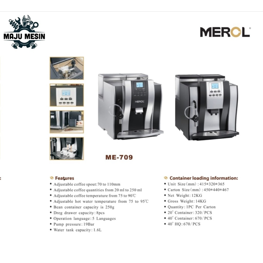 MEROL ME-709 ME-715 ME-712 ME-717 Mesin Kopi Otomatis Espresso / Fully Automatic Coffee Machine ME70