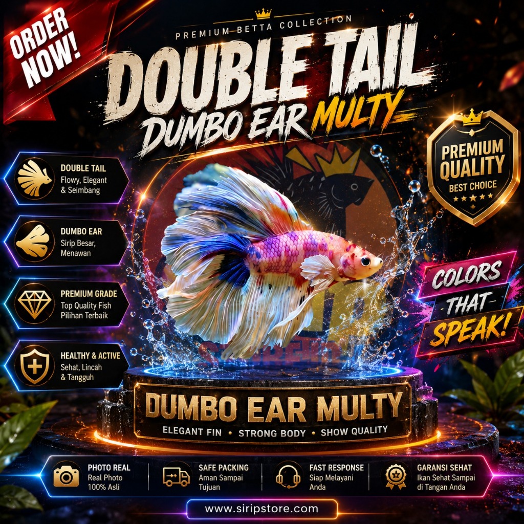 Cupang Double Tail Dumbo Ear Multy ORI THAILAND | Sirip Lebar | Ikan Hias Berkualitas