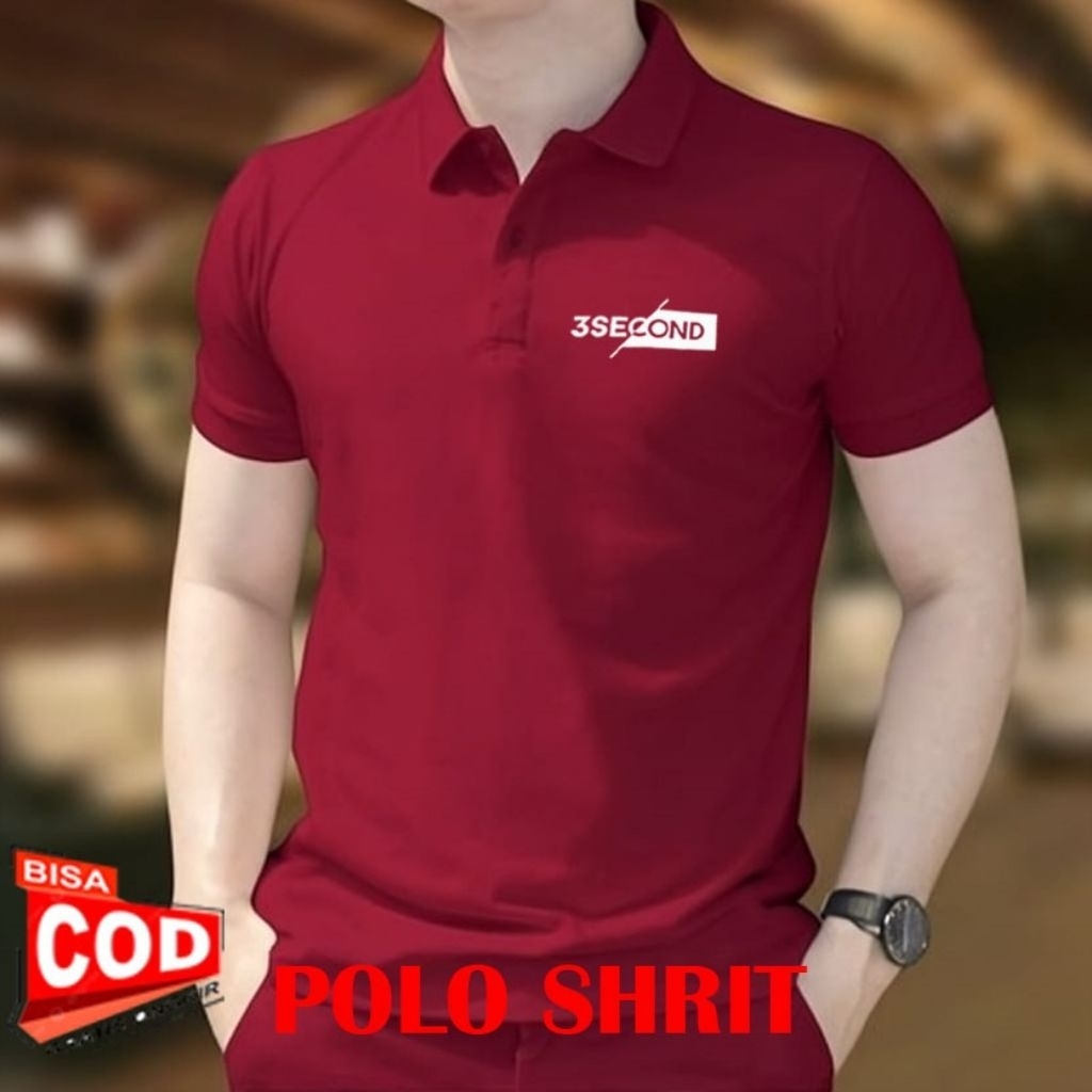 Baju Polo Shirt Lengan Pendek Kaos Polo Three Second Putih Katun CVC Nyaman