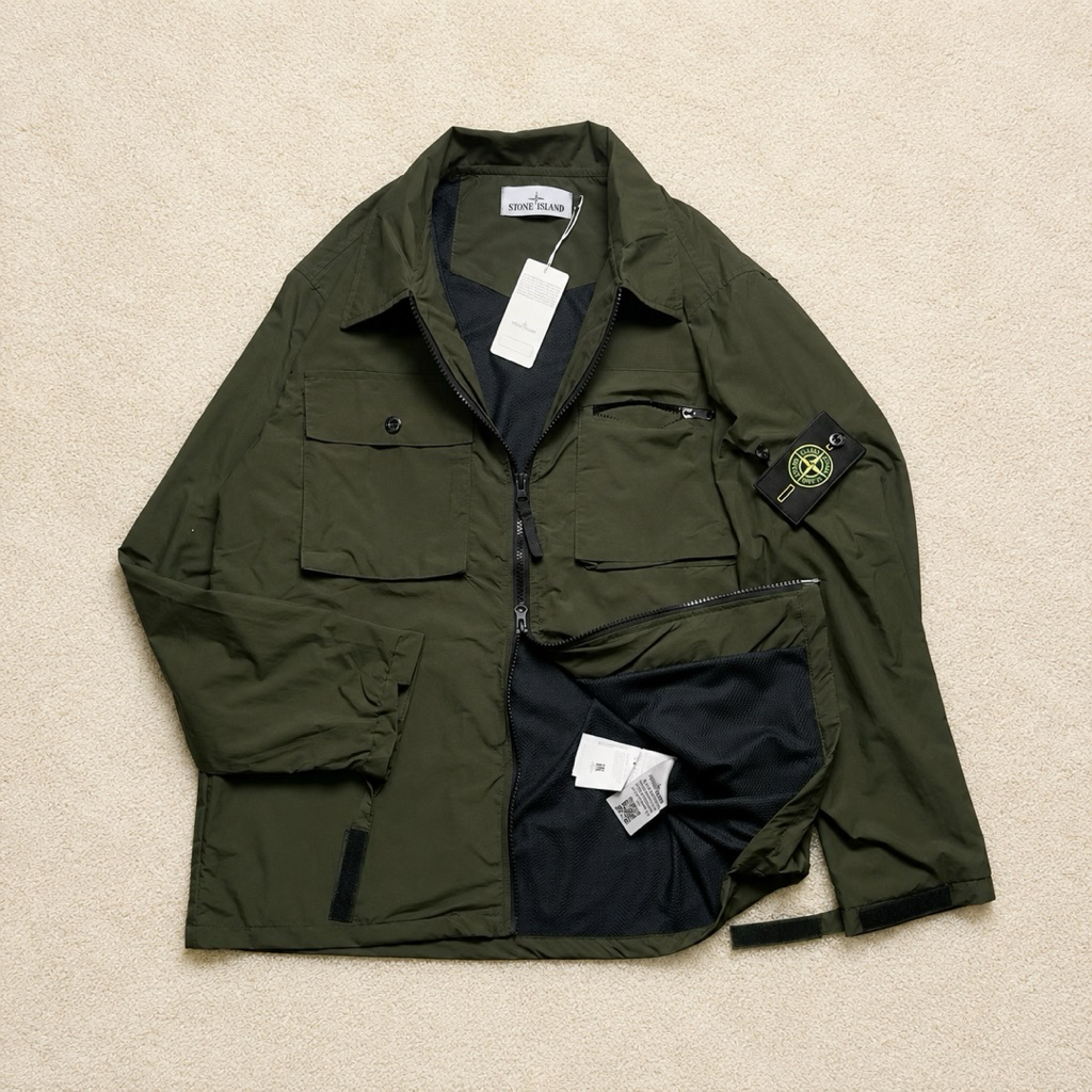 OVERSHIRT JACKET CRINKLE CASUAL SI ARMY