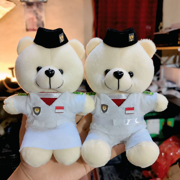 Boneka beruang paskibra 15cm