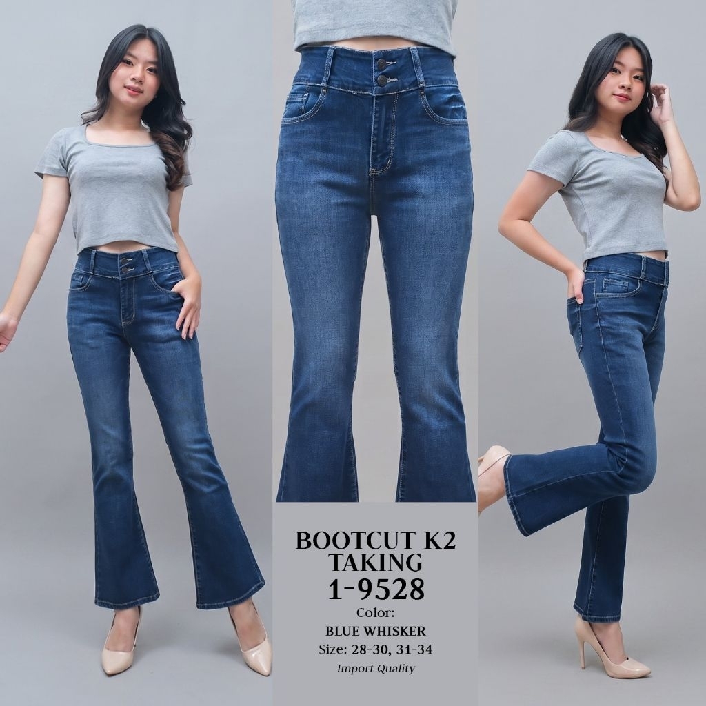 Celana Cutbray Hw Size Kecil-Jumbo Kancing 2 M2000 Bahan Jeans Stretch Super Nyaman Import Quality