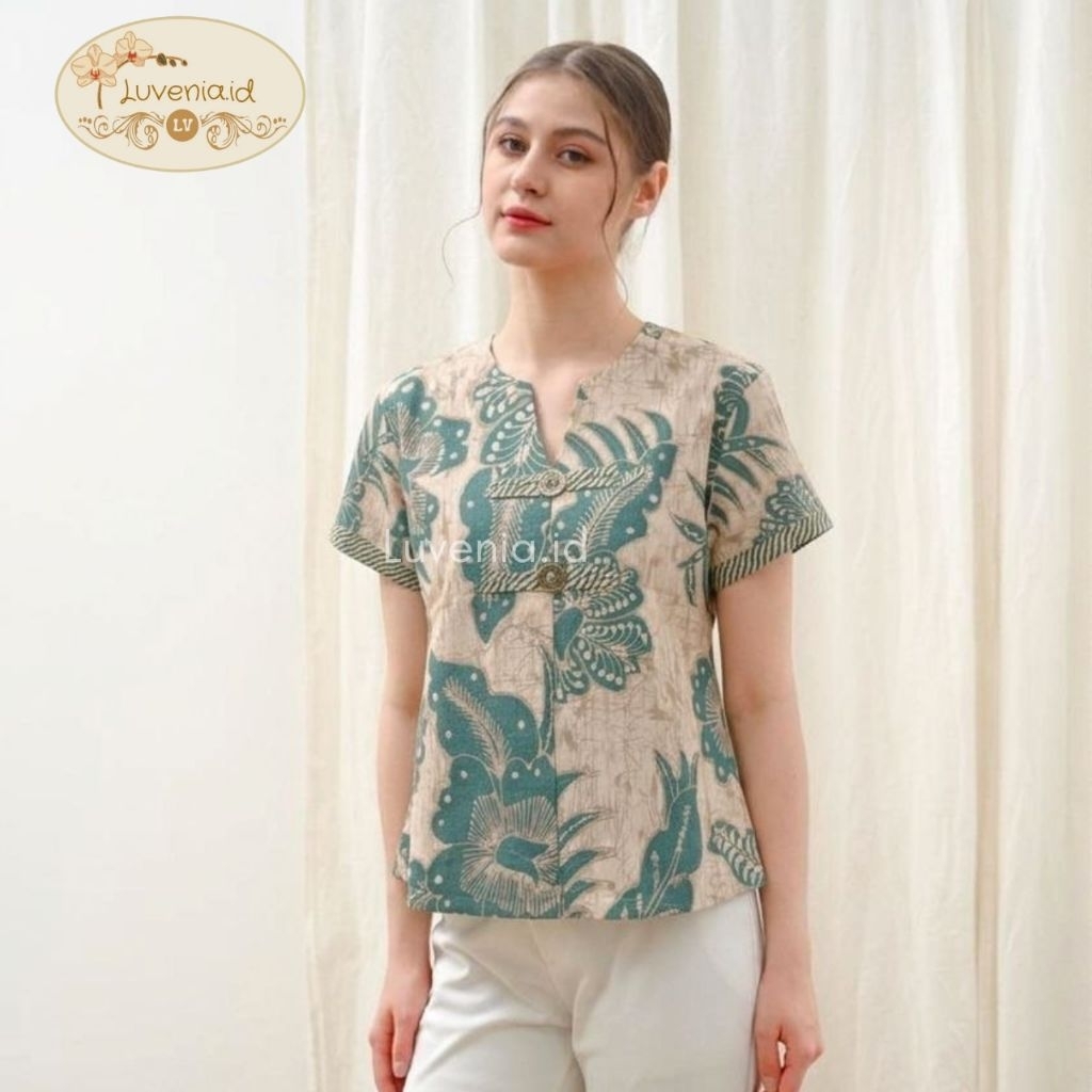 Atasan Batik Wanita 208 BHK - Batik Modern / Blouse Batik / Seragam Batik / Atasan Batik / Batik Cou