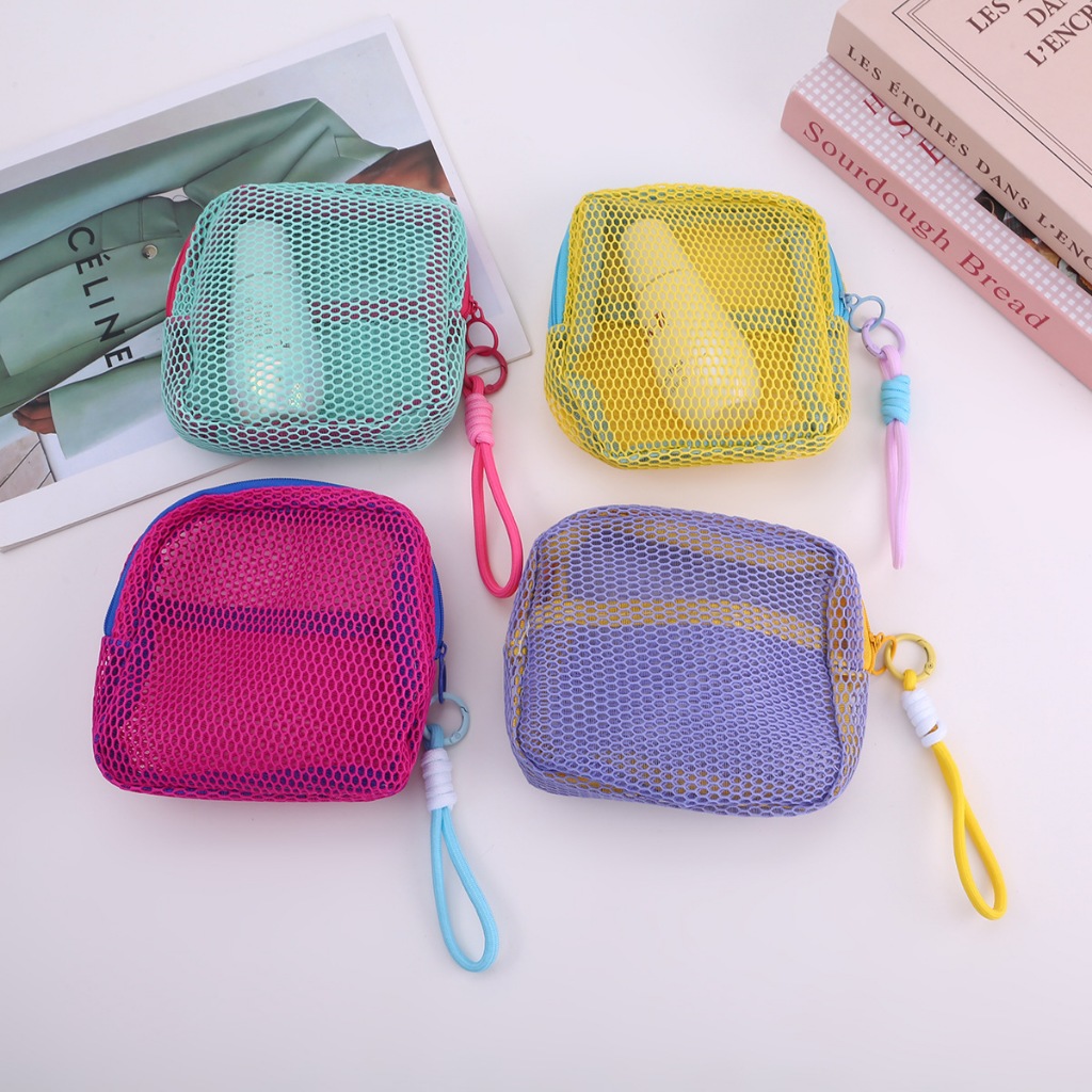 FAVORIT GO PC2221 Tas Kecil Jaring Transparan Pouch Kosmetik Serbaguna Portable Dompet Koin Mini