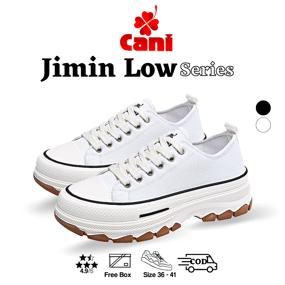 Cani Jimin Low Sepatu Sneakers Run Hike Olahraga Wanita Kanvas Sol Karet 9060