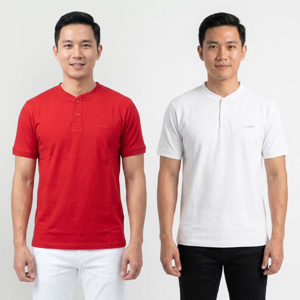 Kaos IEBE E1BP8001 E1BP8003 Merah Putih Casual Kancing