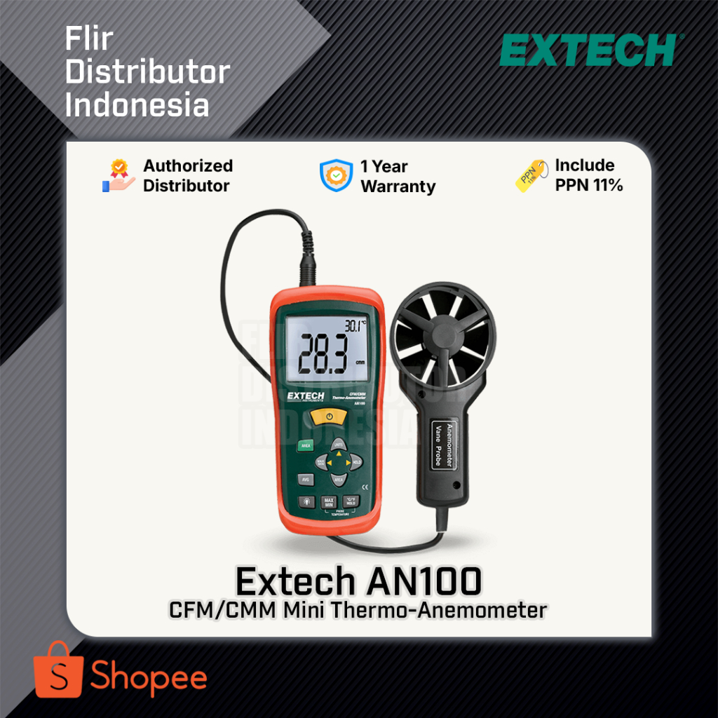 Extech AN100 CFM/CMM Mini Thermo-Anemometer