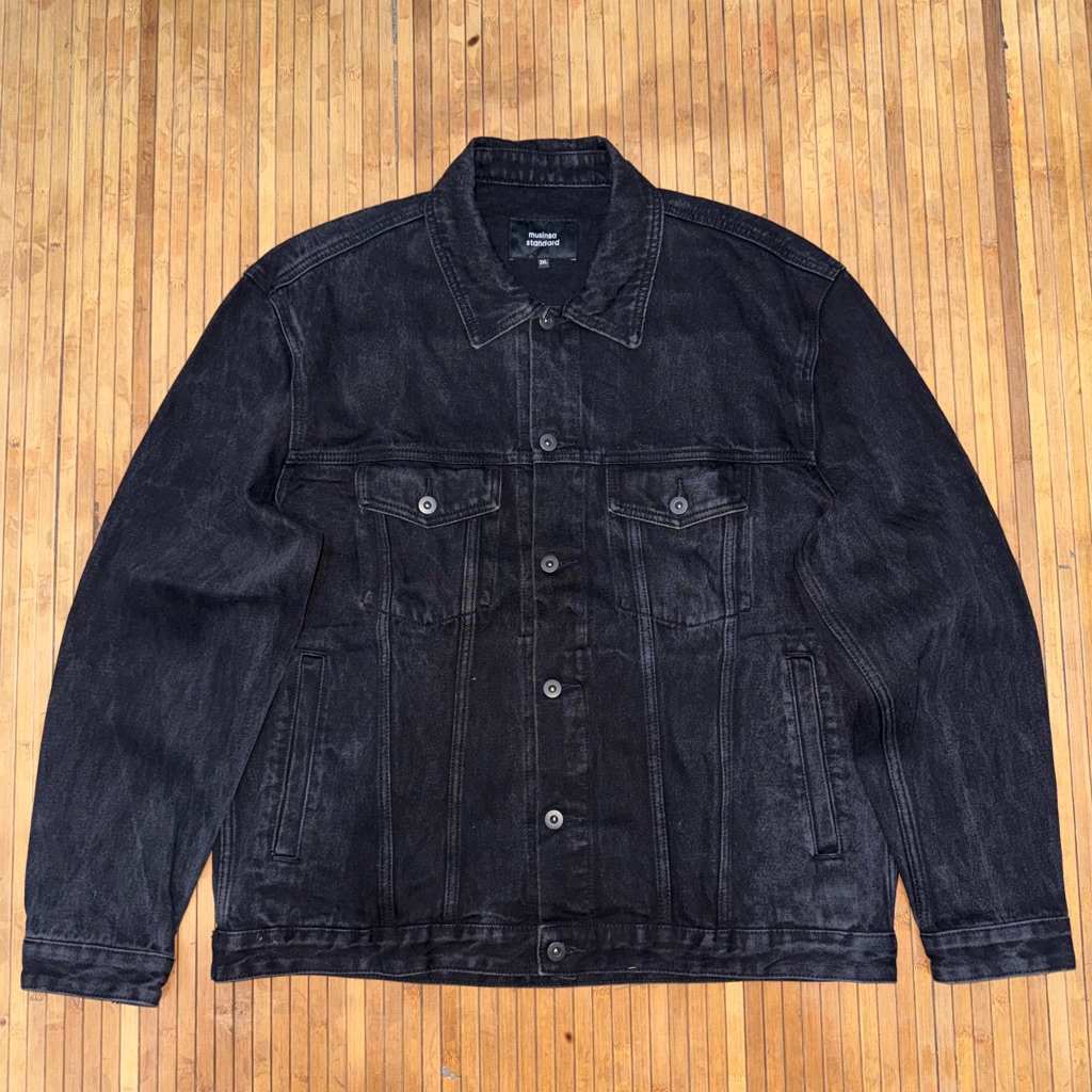 MUSINSA STANDARD CLASSIC TYPE II DARK GREY DENIM JEANS TRUCKER JACKET