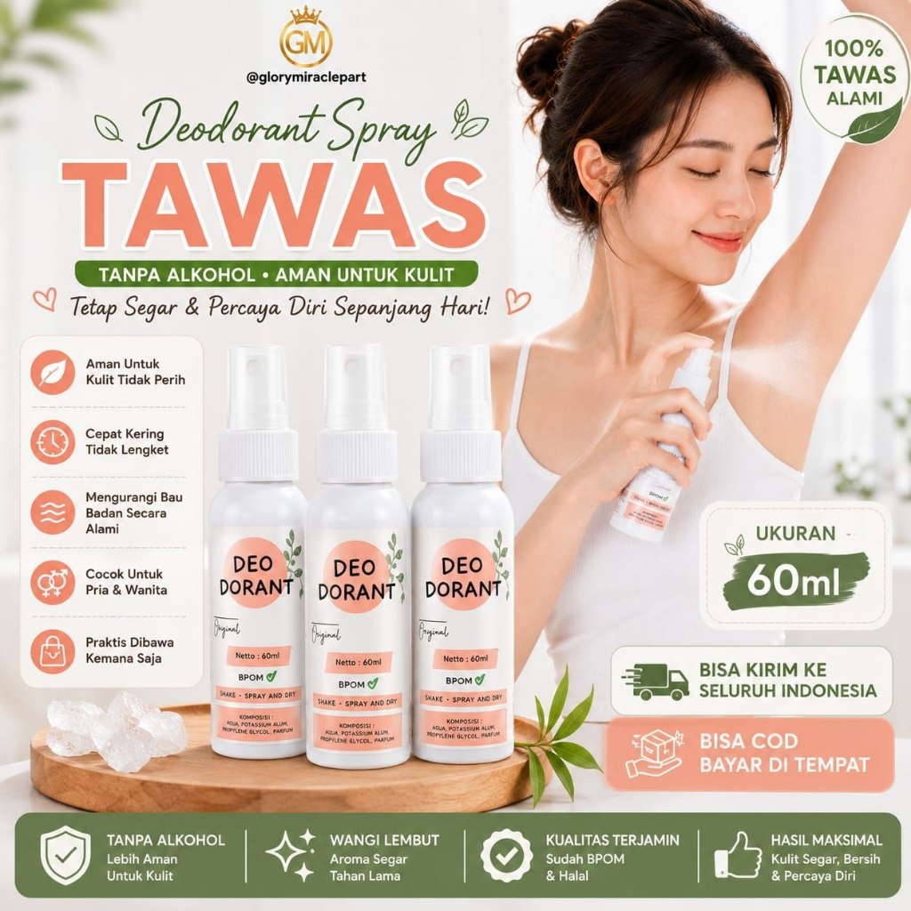 Deodorant Spray Tawas Ori 100 ml BPOM / Deodorant Natural / Deodorant Tawas
