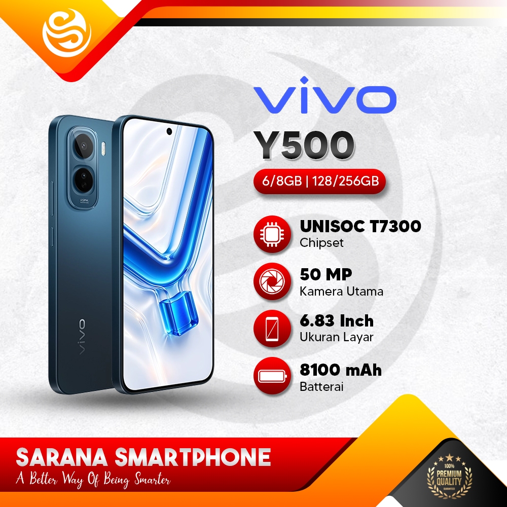 Vivo Y500 6/128 6/256 AMOLED 1.5K 120Hz 8100mAh NFC 44W Kamera Sony IMX852 Garansi Resmi HP Original