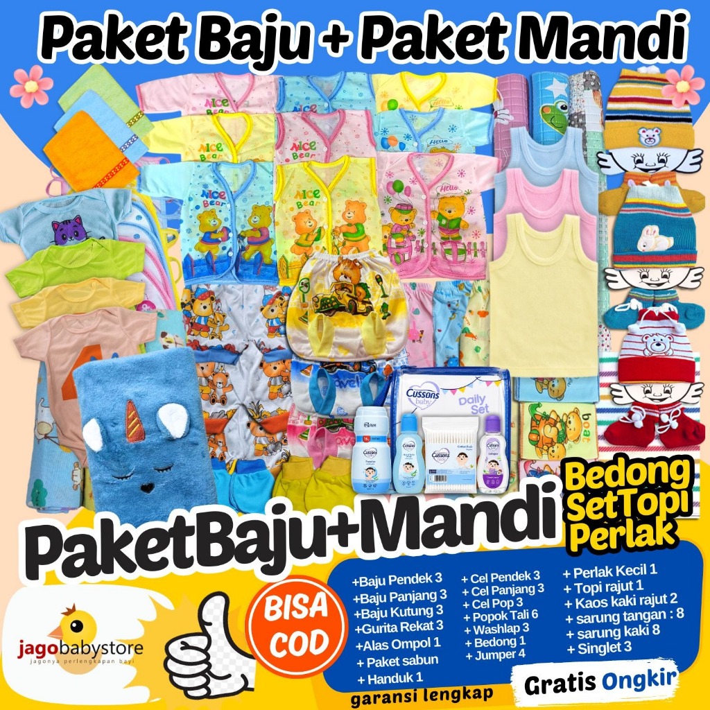 Paket Lahiran Lengkap - Paket Murah Baju Bayi Newborn -  Extra Lengkap dengan Paket Mandi