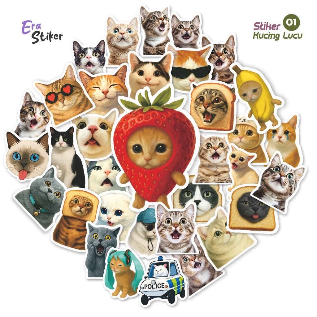 Stiker Kucing Lucu Cute Aesthetic Waterproof
