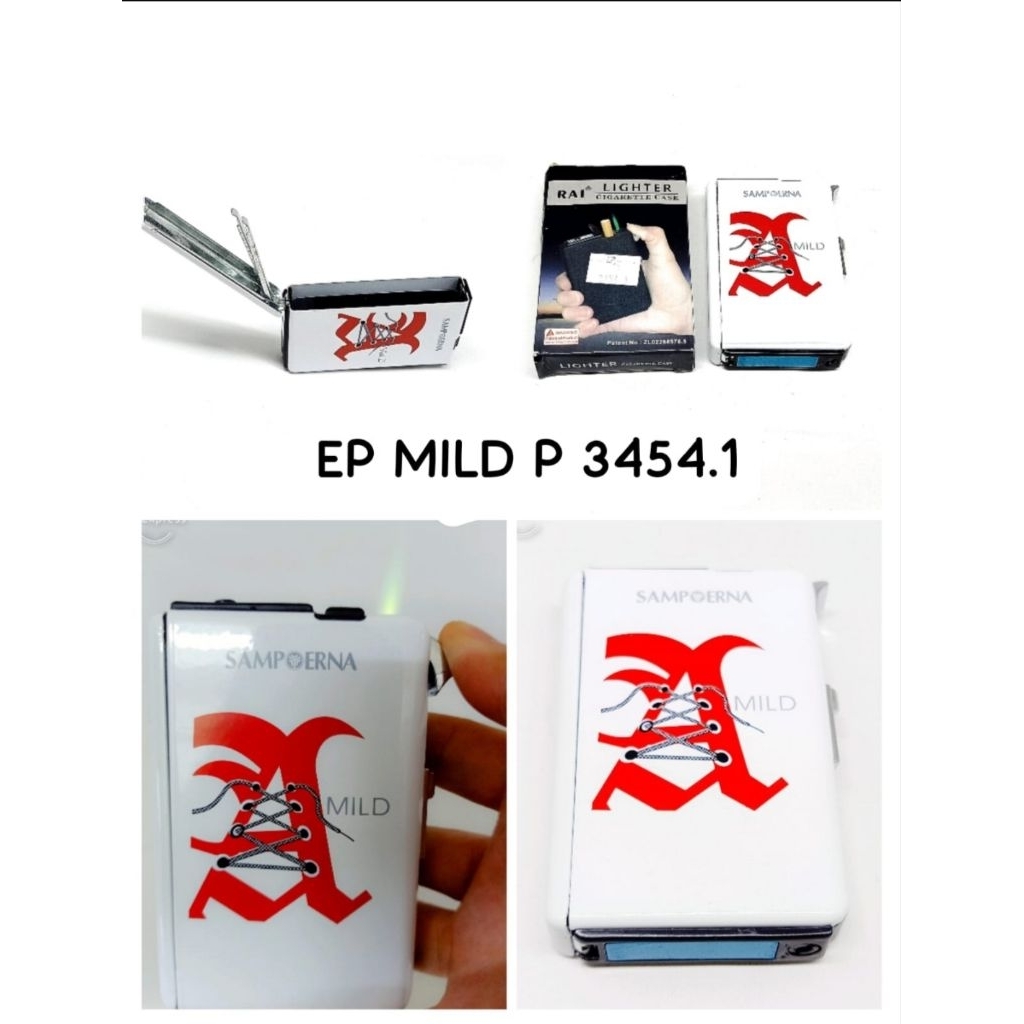 KOTAK ROKOK + PEMATIK API 2 DALAM 1 MOTIF SAMPOERNA A MILD - MODEL ELEGAN & TAHAN LAMA KODE P 3454.1