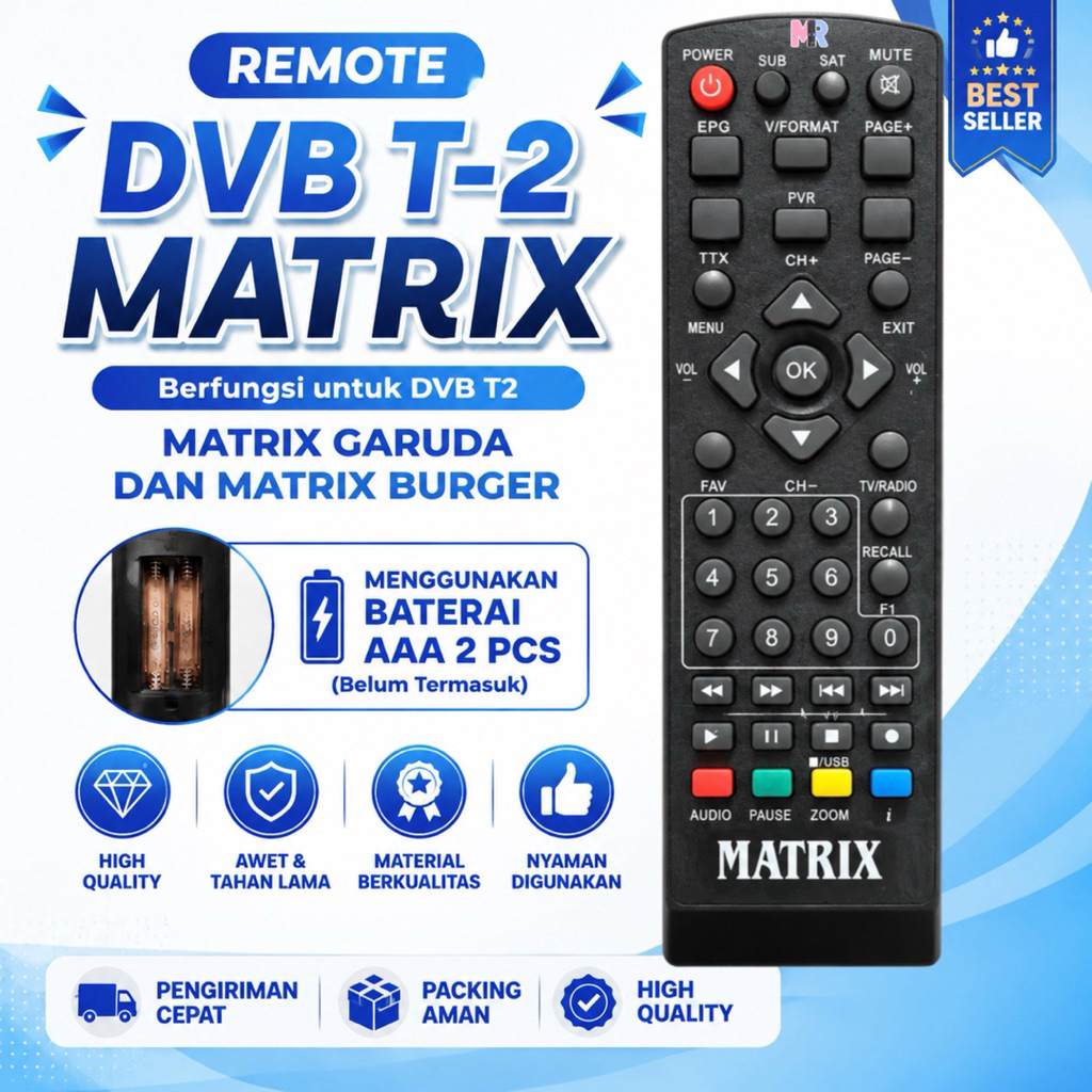 REMOT REMOTE SET TOP BOX DVB T2 MATRIX APPLE KUNING / MATRIX GARUDA