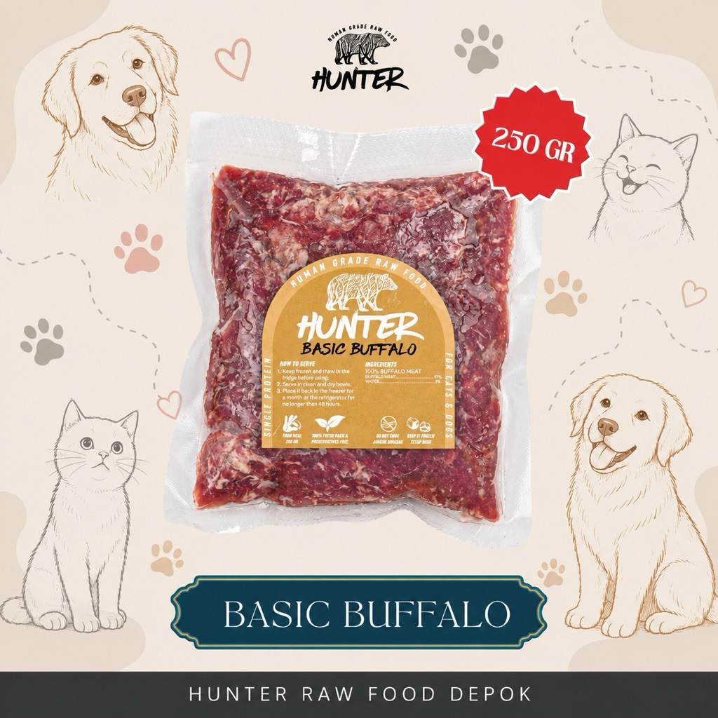 DAGING KERBAU GILING (RAW FOOD) 250 gr- GROUND BUFFALO [ HUNTER RAW FOOD ] | Makanan Pakan Hewan Mur