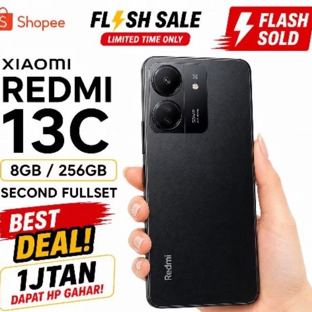 xiaomi redmi 13c 8+4/256 hp kapasitas lega baterai awet redmi 13c second original