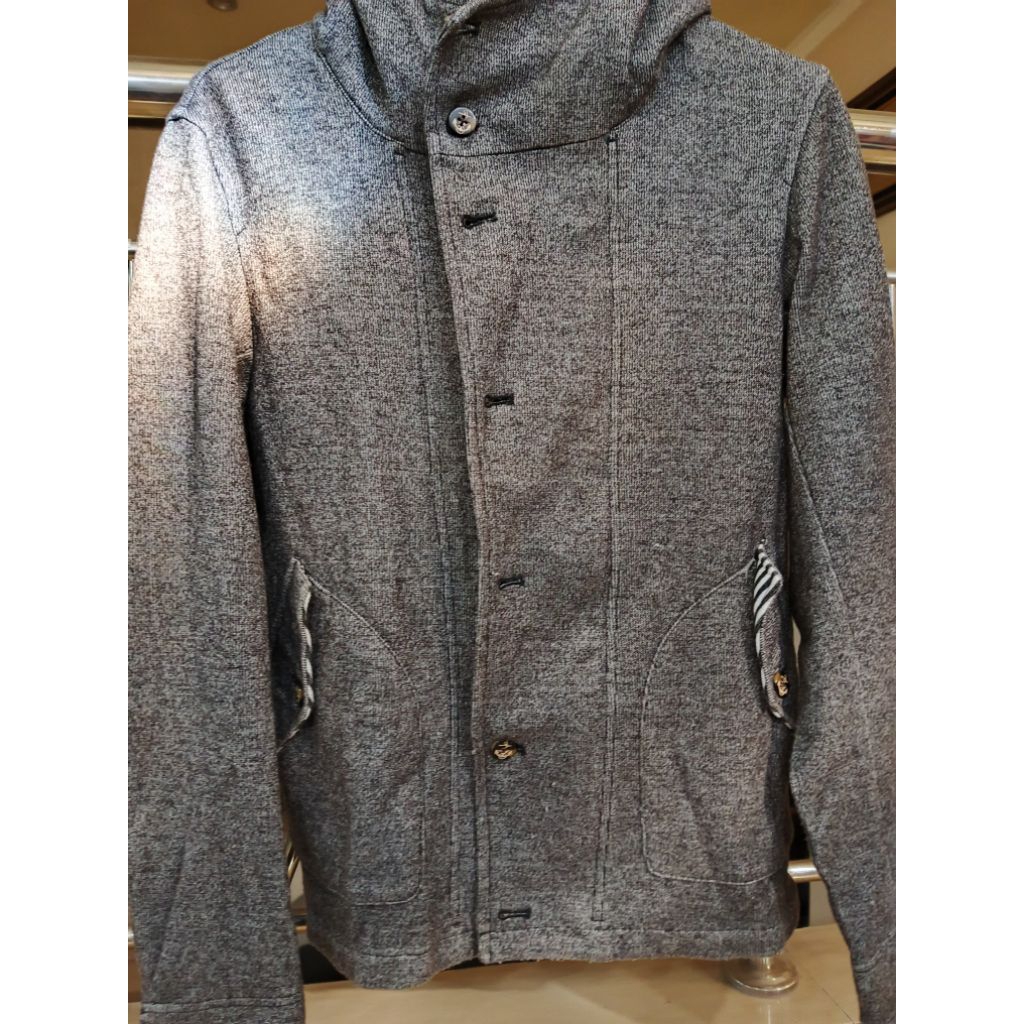 JACKET HOODIE ZIP UP TAKA-Q ORI STYLE JAPAN GREY ABU MILITARY UNISEX SIZE M
