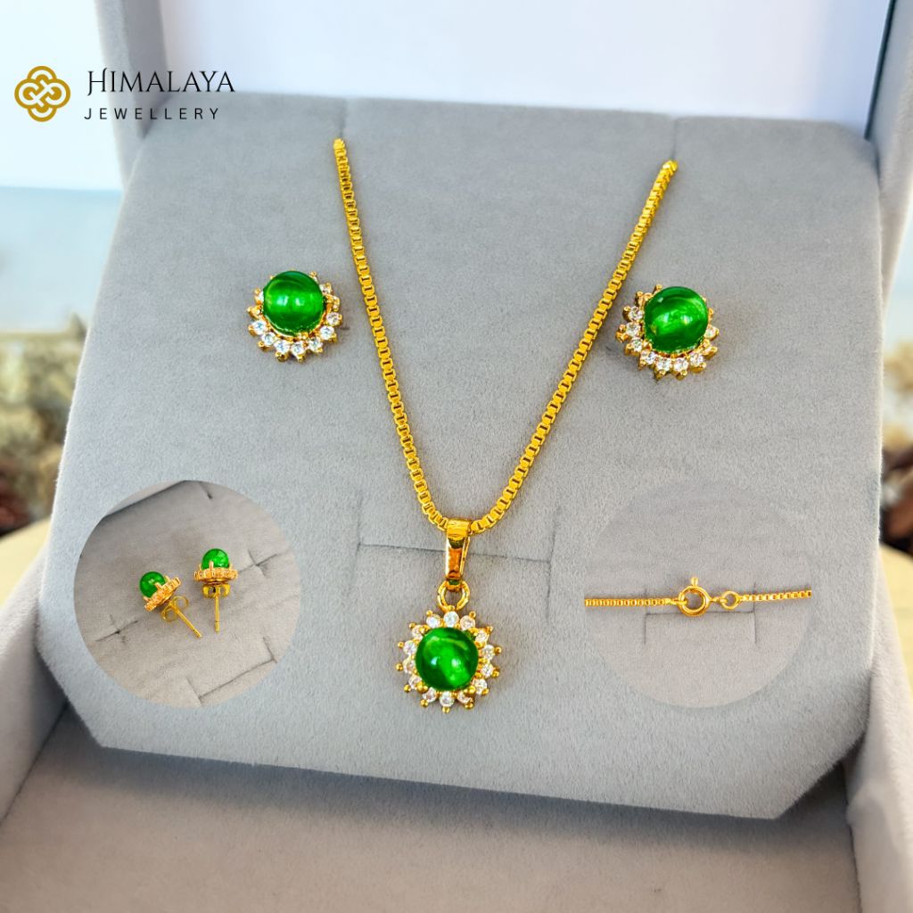 Set Perhiasan Xuping Hongkong Lapis Emas Hongkong Permata Batu Zicron Asli Set Perhiasan Titanium Se