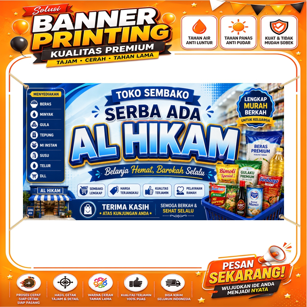 Spanduk Banner Toko Sembako dan Pakaian Pria dan Wanita anak - anak bisa COD 3X1M | Bisa COD